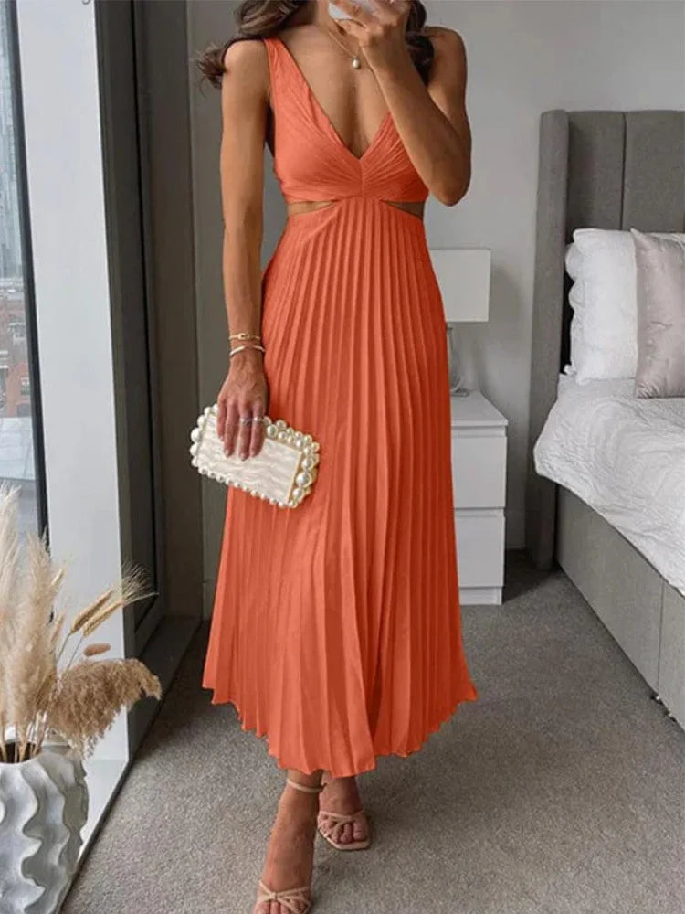 Elegantní plisované midi šaty s průstřihy ABBYA