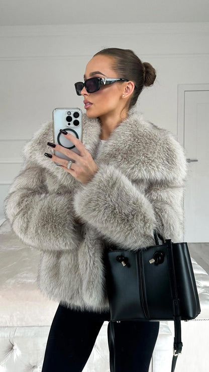 WW | Pelzjacke Kurz Kunstpelz Fluffy Jacke Frauen Winterjacke