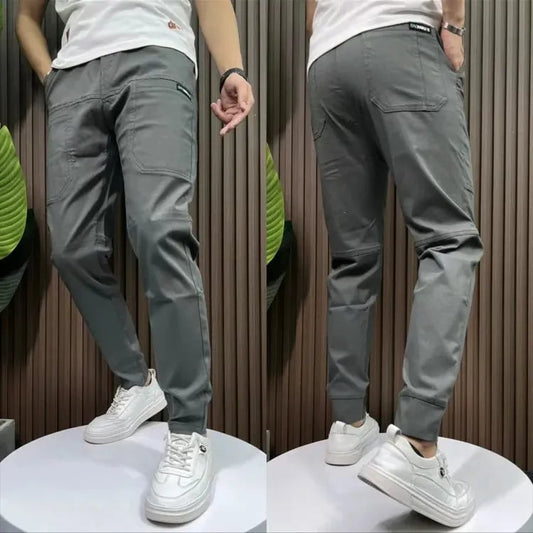 Pánské pružné slim fit cargo kalhoty s kapsami