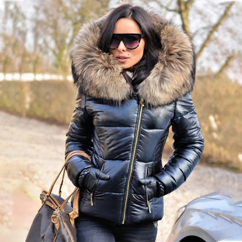 Elegantní faux fur zimní kabát NELY