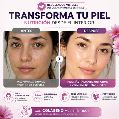 ¿NOTAS TU PIEL APAGADA, ARRUGAS O PÉRDIDA DE FIRMEZA? 60 Capsulas